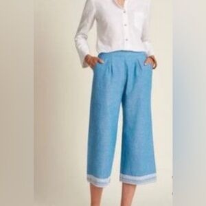 Hatley blue cotton linen crop pants . Size M